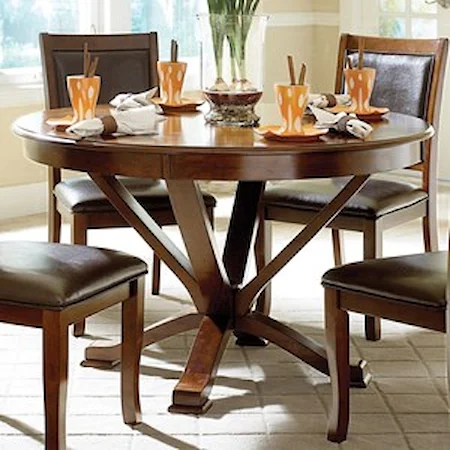 Transitional Round Kitchen Table with Deep Cherry Finish
